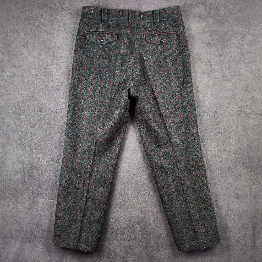 Vintage Woolrich Hunting Pants Mens 36 Gray Red Plaid Malone Heavy Wool USA Made - Picture 2 of 12